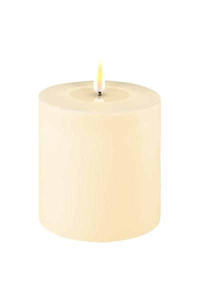 LED candle 10 x 10 cm | Ivory | 3D Flame | Deluxe HomeArt