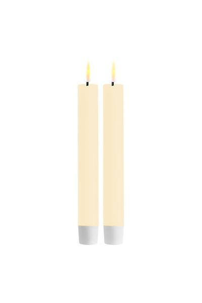 LED dinner candle 15 cm | Ivory | 3D Flame | 2 pieces | Deluxe HomeArt