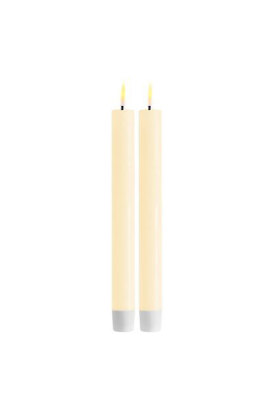 LED Dinner candle 24 cm | Ivory | 3D Flame | 2 pieces | Deluxe HomeArt