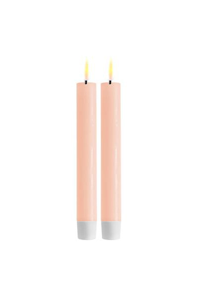 LED dinner candle 15 cm | Pink | 3D Flame | 2 pieces | Deluxe HomeArt