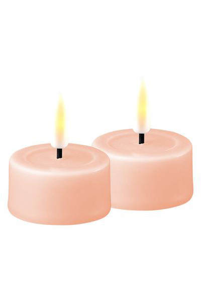 LED Tea Light 4.1 x 4.5 cm | Pink | 3D Flame | 2 pieces | Deluxe HomeArt