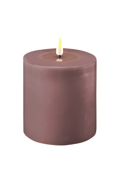 LED candle 10 x 10 cm | Light purple | 3D Flame | Deluxe HomeArt