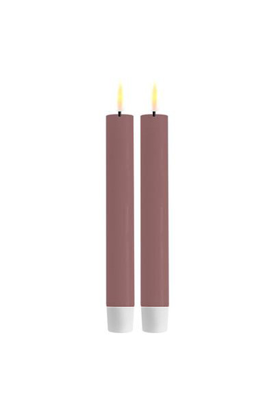 LED dinner candle 15 cm | Light purple | 3D Flame | 2 pieces | Deluxe HomeArt
