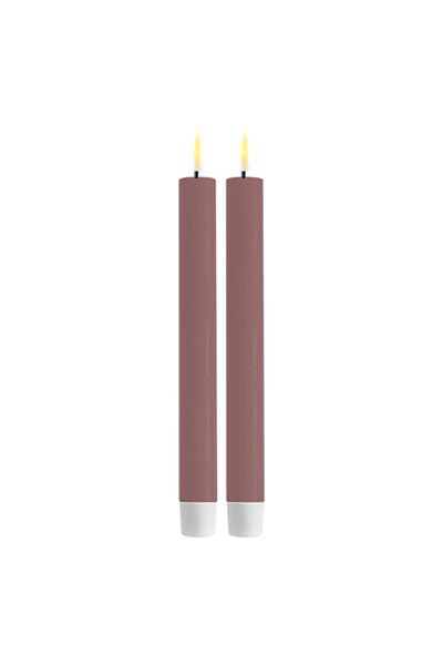 LED Dinner candle 24 cm | Light purple | 3D Flame | 2 pieces | Deluxe HomeArt
