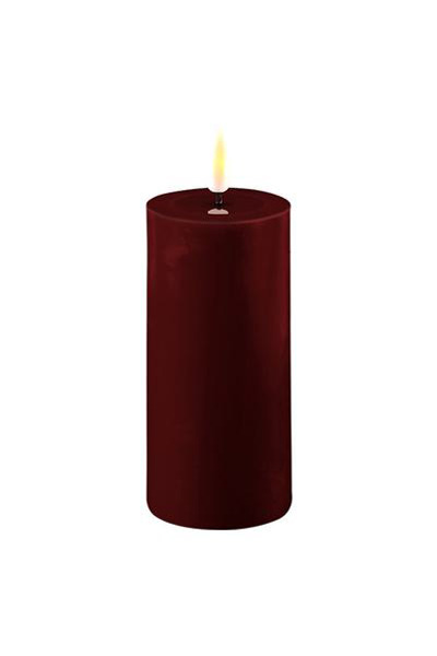 LED candle 5 x 10 cm | Burgundy Red | 3D Flame | Deluxe HomeArt