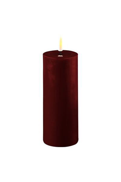 LED candle 5 x 12.5 cm | Burgundy Red | 3D Flame | Deluxe HomeArt