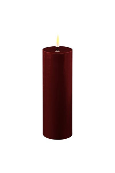 LED candle 5 x 15 cm | Burgundy Red | 3D Flame | Deluxe HomeArt
