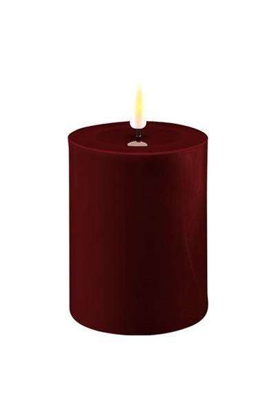 LED candle 7.5 x 10 cm | Burgundy Red | 3D Flame | Deluxe HomeArt