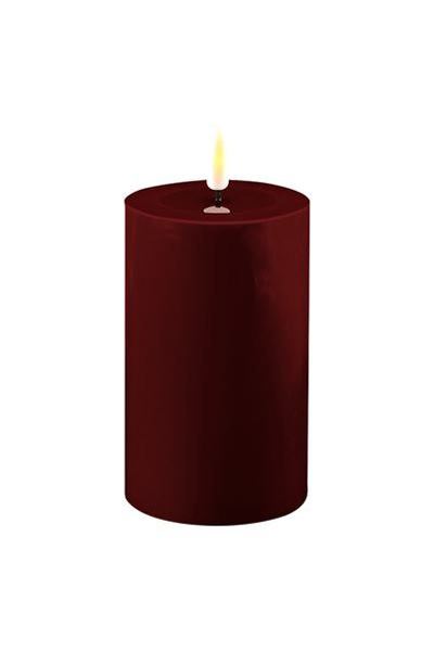 LED candle 7.5 x 12.5 cm | Burgundy Red | 3D Flame | Deluxe HomeArt