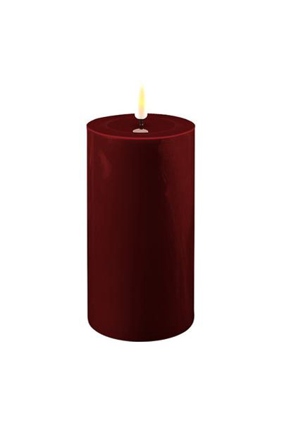 LED candle 7.5 x 15 cm | Burgundy Red | 3D Flame | Deluxe HomeArt