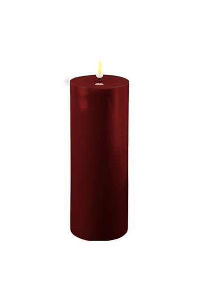 LED candle 7.5 x 20 cm | Burgundy Red | 3D Flame | Deluxe HomeArt