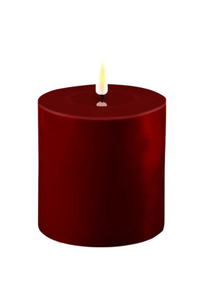 LED candle 10 x 10 cm | Burgundy Red | 3D Flame | Deluxe HomeArt