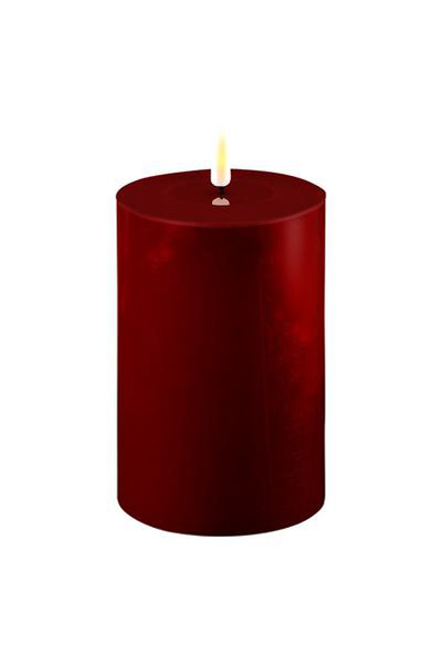 LED candle 10 x 15 cm | Burgundy Red | 3D Flame | Deluxe HomeArt