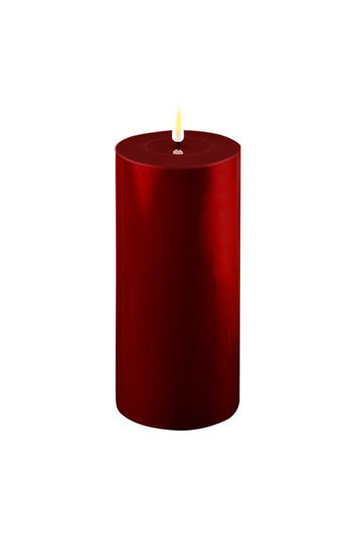 LED candle 10 x 20 cm | Burgundy Red | 3D Flame | Deluxe HomeArt