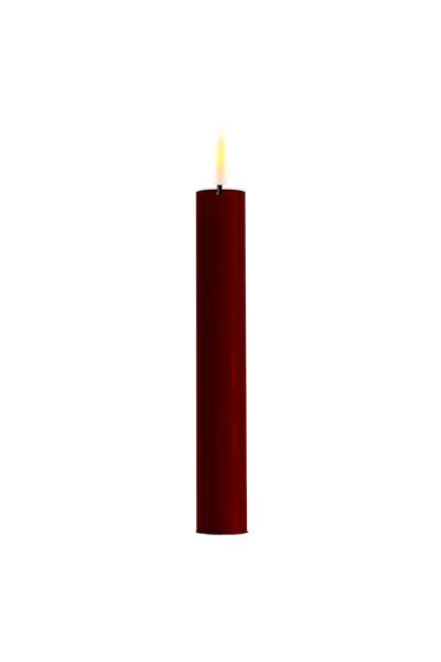 LED dinner candle 15 cm | Burgundy Red | 3D Flame | 2 pieces | Deluxe HomeArt