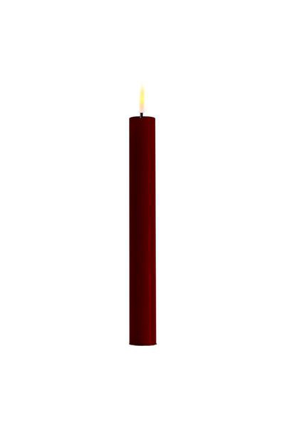 LED Dinner candle 24 cm | Burgundy Red | 3D Flame | 2 pieces | Deluxe HomeArt
