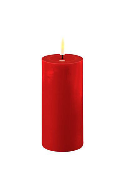 LED candle 5 x 10 cm | Red | 3D Flame | Deluxe HomeArt