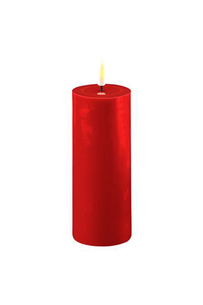LED svíčka 5 x 12,5 cm | Červená | 3D Flame | Deluxe HomeArt