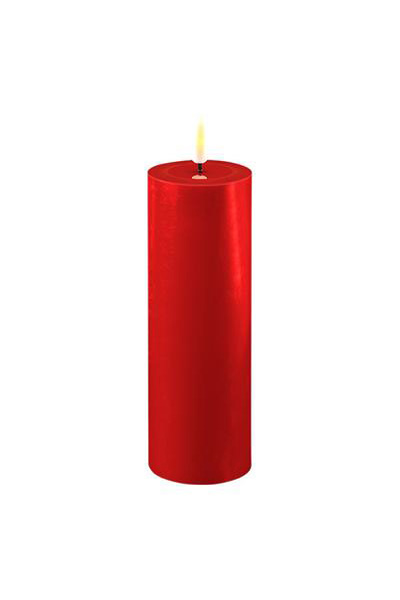 LED candle 5 x 15 cm | Red | 3D Flame | Deluxe HomeArt