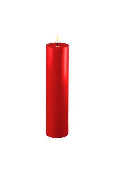 LED -Kerze 5 x 20 cm | Rot | 3D Flamme | Deluxe HomeArt