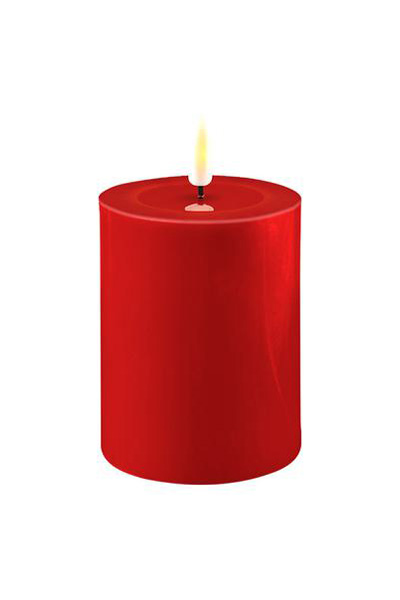 LED svíčka 7,5 x 10 cm | Červená | 3D Flame | Deluxe HomeArt