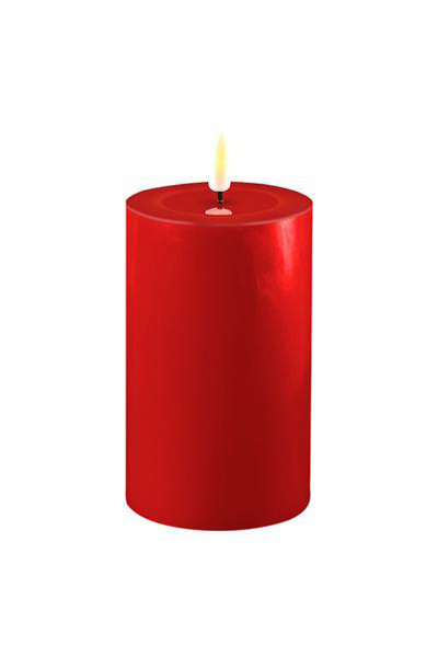 LED candle 7.5 x 12.5 cm | Red | 3D Flame | Deluxe HomeArt