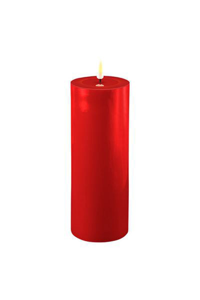 LED svíčka 7,5 x 20 cm | Červená | 3D Flame | Deluxe HomeArt