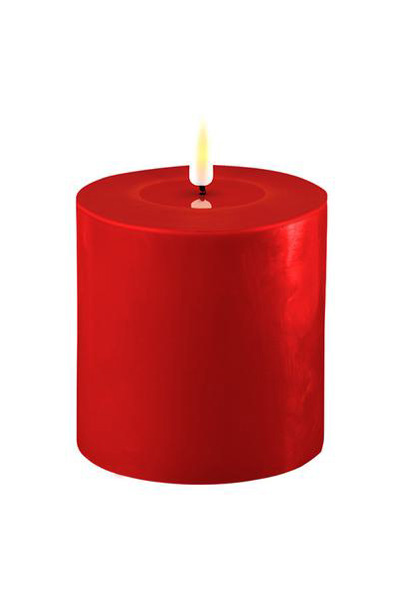LED candle 10 x 10 cm | Red | 3D Flame | Deluxe HomeArt