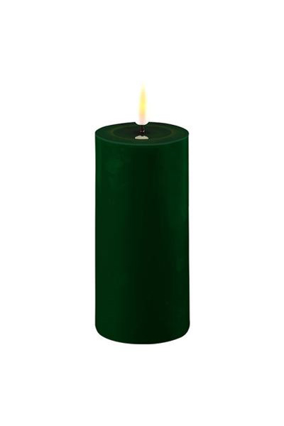 LED candle 5 x 10 cm | Dark green | 3D Flame | Deluxe HomeArt