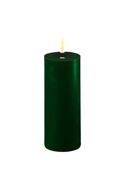 LED candle 5 x 12.5 cm | Dark green | 3D Flame | Deluxe HomeArt