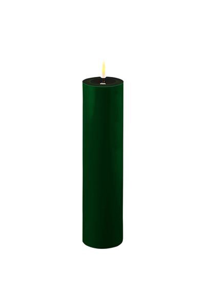 LED candle 5 x 20 cm | Dark green | 3D Flame | Deluxe HomeArt