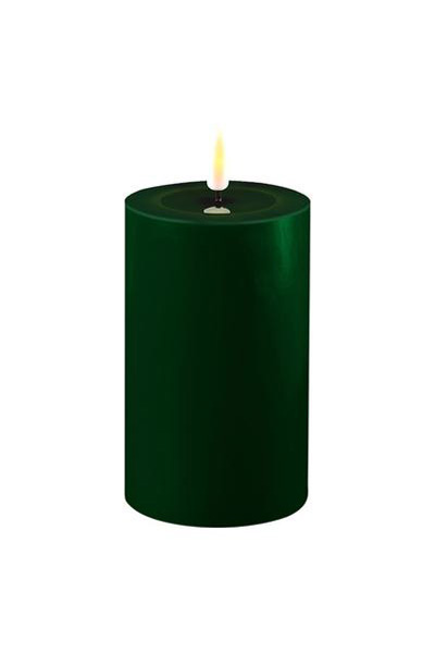 LED candle 7.5 x 12.5 cm | Dark green | 3D Flame | Deluxe HomeArt