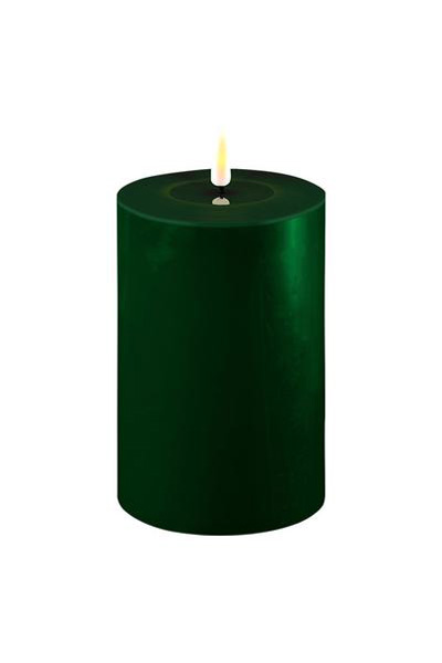 LED candle 10 x 15 cm | Dark green | 3D Flame | Deluxe HomeArt
