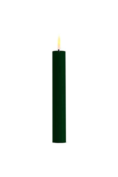 LED dinner candle 15 cm | Dark green | 3D Flame | 2 pieces | Deluxe HomeArt