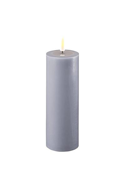 LED candle 5 x 15 cm | Dust Blue | 3D Flame | Deluxe HomeArt