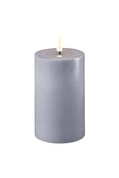 LED candle 7.5 x 12.5 cm | Dust Blue | 3D Flame | Deluxe HomeArt