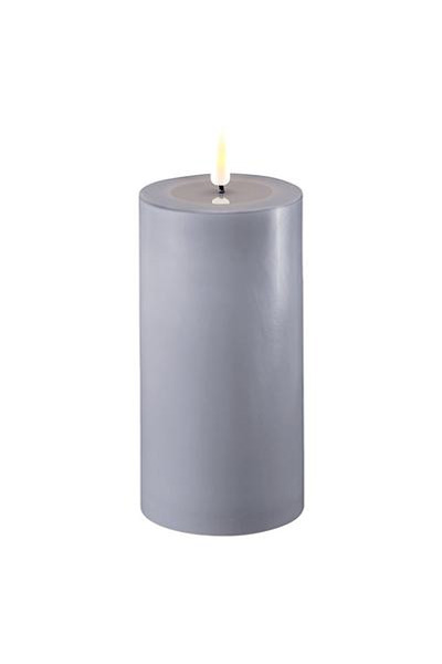 LED candle 7.5 x 15 cm | Dust Blue | 3D Flame | Deluxe HomeArt