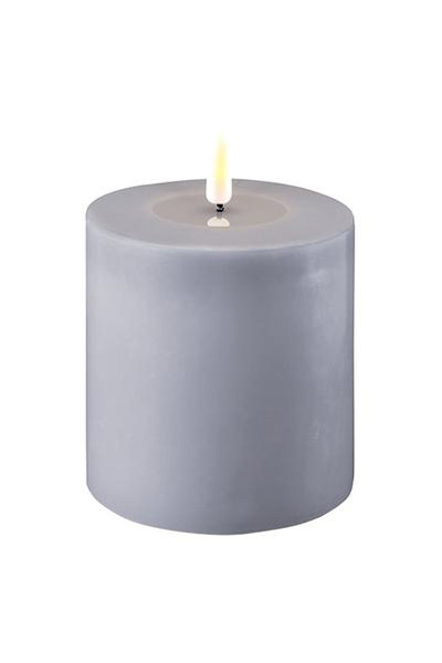 LED candle 10 x 10 cm | Dust Blue | 3D Flame | Deluxe HomeArt