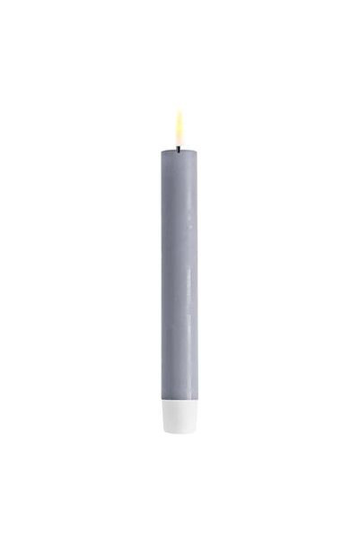 LED dinner candle 15 cm | Dust Blue | 3D Flame | 2 pieces | Deluxe HomeArt