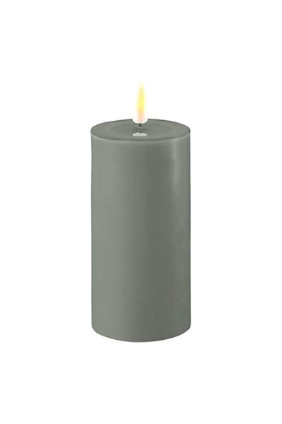 LED candle 5 x 10 cm | Salvie Green | 3D Flame | Deluxe HomeArt