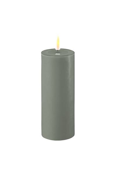 LED candle 5 x 12.5 cm | Salvie Green | 3D Flame | Deluxe HomeArt