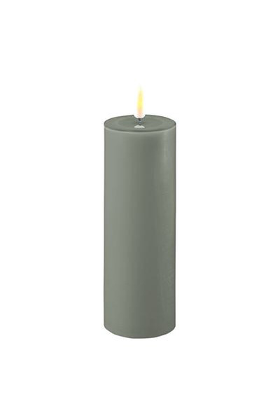 LED candle 5 x 15 cm | Salvie Green | 3D Flame | Deluxe HomeArt