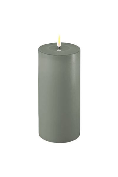 LED candle 10 x 20 cm | Salvie Green | 3D Flame | Deluxe HomeArt