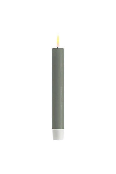 LED dinner candle 15 cm | Salvie Green | 3D Flame | 2 pieces | Deluxe HomeArt