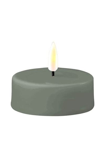 LED Tea Light 6.1 x 4.5 cm | Salvie Green | 3D Flame | 2 pieces | Deluxe HomeArt