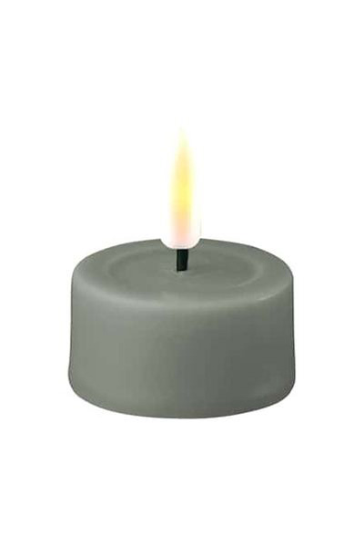 LED Tea Light 4.1 x 4.5 cm | Salvie Green | 3D Flame | 2 pieces | Deluxe HomeArt