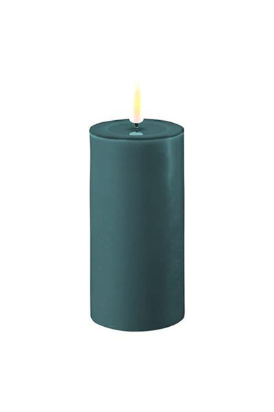 LED candle 5 x 10 cm | Jade Green | 3D Flame | Deluxe HomeArt