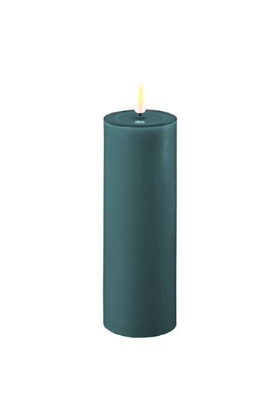 LED candle 5 x 15 cm | Jade Green | 3D Flame | Deluxe HomeArt