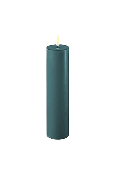 LED candle 5 x 20 cm | Jade Green | 3D Flame | Deluxe HomeArt
