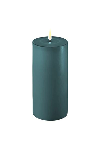 LED candle 10 x 20 cm | Jade Green | 3D Flame | Deluxe HomeArt